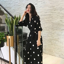 The big female fat sister summer dress 2022 new gas slim belly dress Heben wind black dress
