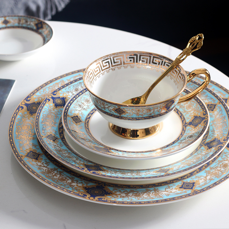 European-Style Creative Bone China Coffee Cup and Saucer, Western-Style Dinner Plate, Steak Plate, Model House Soft Decoration, Western-Style Ceramic Tableware