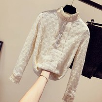 There is no velvet inside no velvet no velvet thickened European lace base shirt long-sleeved Western-style high-neck small shirt