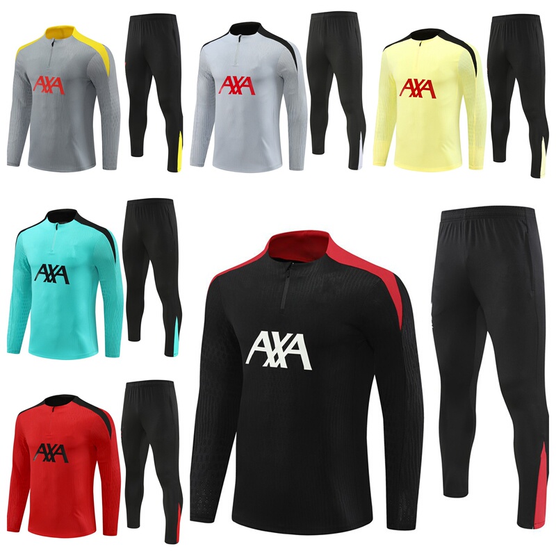 2526 Season Liverpool Jersey Pre-Match Warm-Up Uniform Men's Adult and Children's Long-Sleeved Football Training Uniform Set