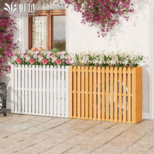 Антикоррозивный деревянный балкон -кондиционер, кондиционер на вершине деревянного забора, деревянная стойка цветов