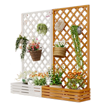 Hongyue outdoor antiseptic wood flower stand balcony climbing vine bracket outdoor fence courtyard solid wood partition grid flower box