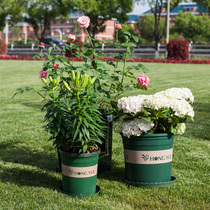 (Hongyue) horticultural materials Foreign Trade printing plastic large flowerpot with holes 3 into (including support)