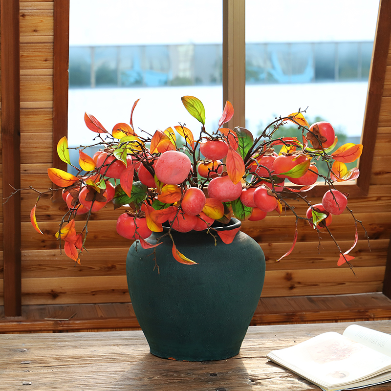 Yiyi home with frost-emulated persimmon tree branches Living room Desktop Decorative Pendulum with Soft Dress Flower Arrangement Affair-Taobao