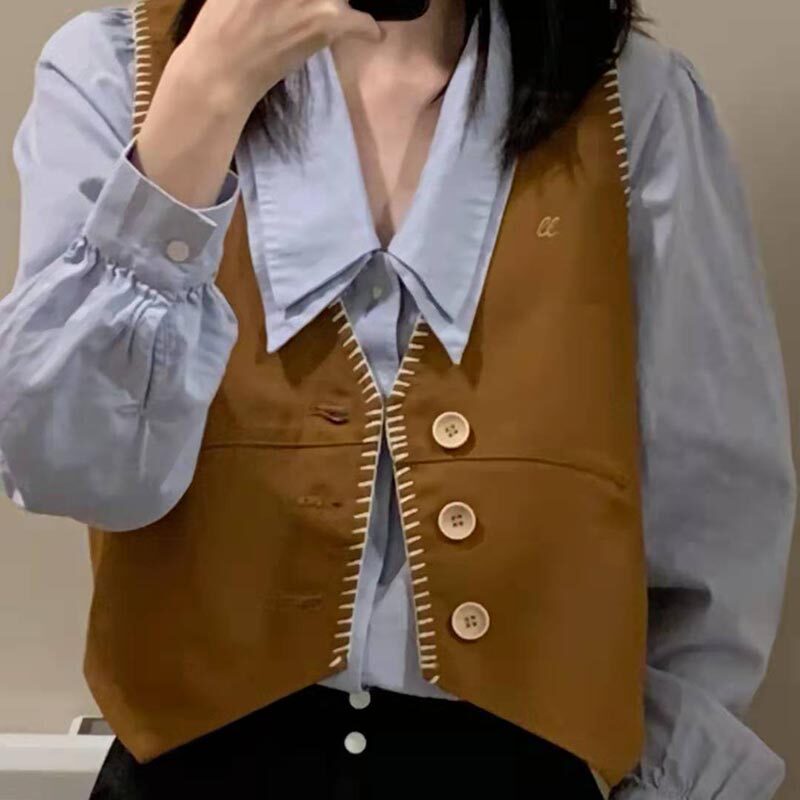 Net Red Salt Ensemble Style Wear Hitch Suit Women Spring 2022 New Sleeveless Vest Waistcoat Shirt Two-piece Set