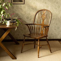 North American town American full solid wood Windsor chair retro home dining room dining chair leaning back armchair armchair dining chair