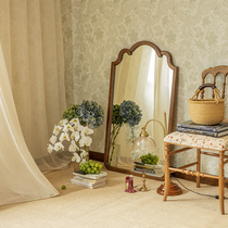 North American town American solid wood half-body mirror home Xuanguan hanging mirror retro-floor photo-wearing decorative mirror