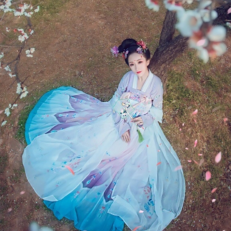 New Hanfu for Women, Bodhi Snow Ancient Costume, Fairy-Style Chest-Length Skirt, Traditional Cherry Blossom Hanfu, Fresh and Elegant, Super Fairy-Like