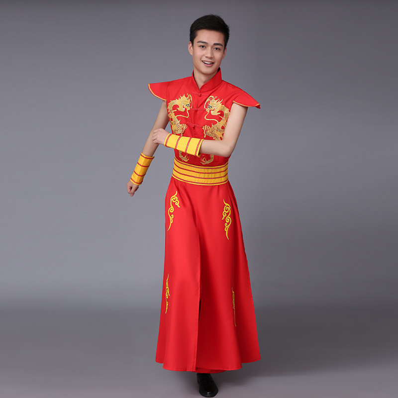 Men's yangko performance costume drumming costume waist drum performance costume new modern gong and drum costume drumming costume male dragon and lion dance