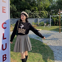 Cai Duobao large size womens clothing fat MM2020 cartoon animation pattern crew neck contrast sweater outside wear casual fat winter