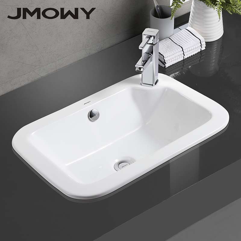 Jimuou Taichung basin semi-embedded rectangular ceramic countertop basin household powder room hand wash basin simple