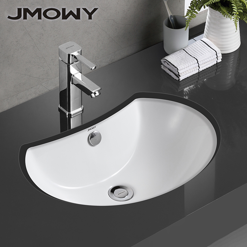 Ji Mu Ou under the basin Ceramic half-moon embedded wash basin Basin Powder room washbasin Small washbasin