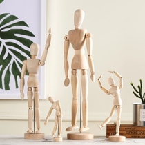 Nordic creative wooden man joint handicraft model furnishings home living room wine cabinet bookshelf decorations ornaments