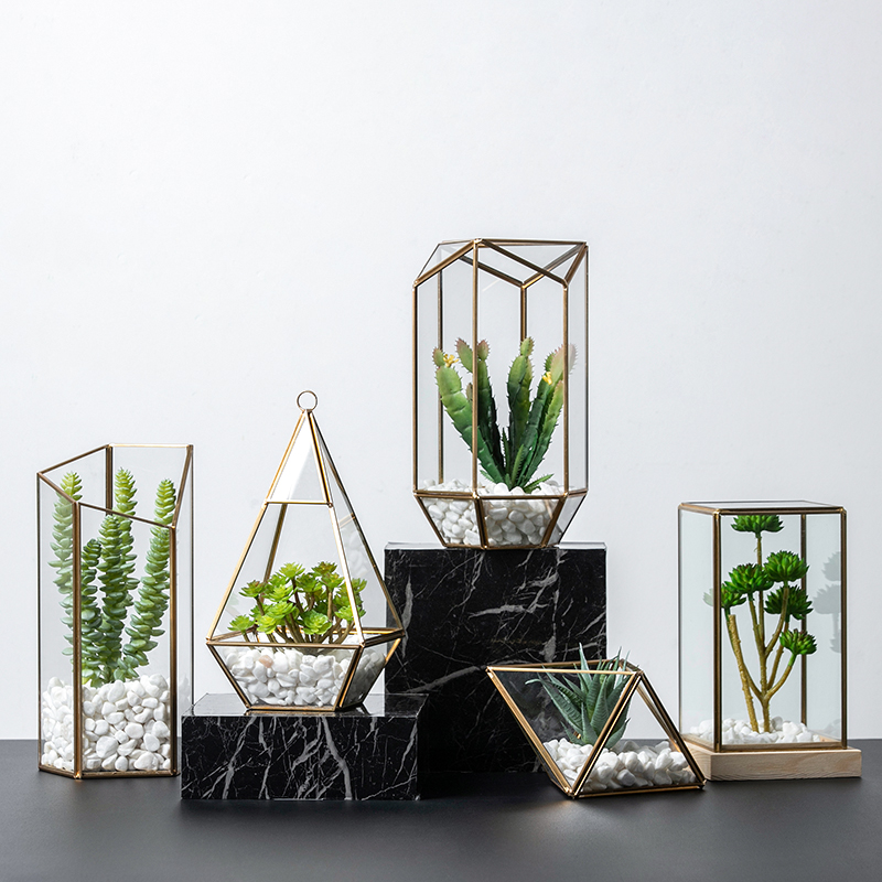 Northern Europe light luxury metal glass cover with home living room fitting creative office desk decoration