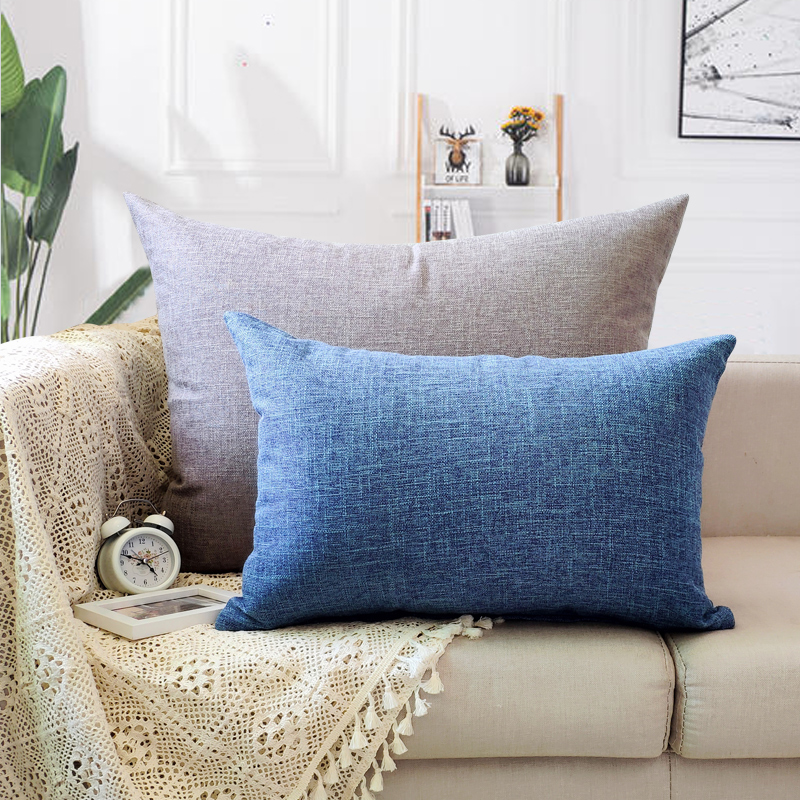 Solid Color Cotton Linen Pillow Summer Sofa Cushion Cover Living Room Lumbar Pillow Bedside Back Cushion Custom Rectangle Without Core