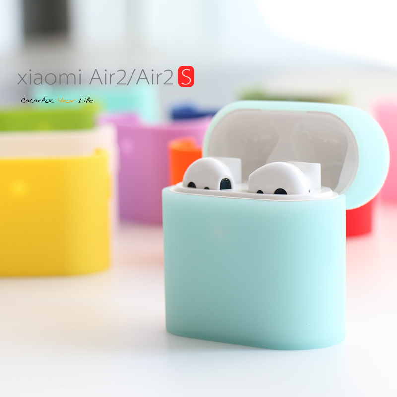 seepoo color cloth suitable for Xiaomi air2 air2s Bluetooth headphone protective sleeves Two-piece all-bag soft silicone anti-fall anti-slip leather tattoo pure silicone luminous color light penetrating