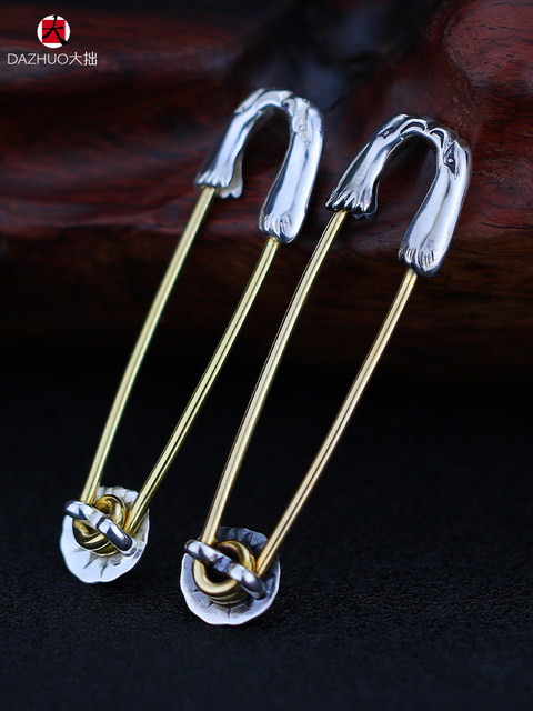 LARRY SMITH double eagle head brooch brooch style men's 925 sterling silver denim accessories same style as Shawn Yue