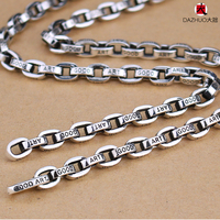 Da Zhuo sterling silver hand-engraved necklace 925 thick silver pendant men's necklace GA retro custom-made long and short silver jewelry