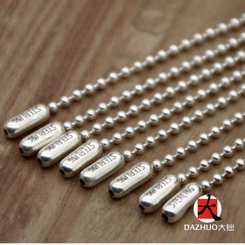 Simple Bead Chain Necklace 925 Sterling Silver Unisex Plain Chain Single Chain 2.4mm Round Bead Chain Long Sweater Chain Trendy