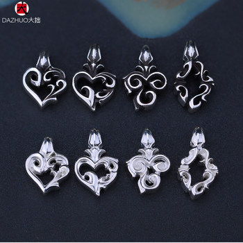 Big Deal Design Playing Card Pendants (Suit of Clubs, Hearts, Diamonds, Spades) in 925 Sterling Silver, Vintage Style for Men and Women