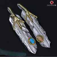 Big Human Magnata See Taro Washimi Golden Eagle Claw Opal Pine Pine Toning Robe Feather Pendant 925 sterling silver