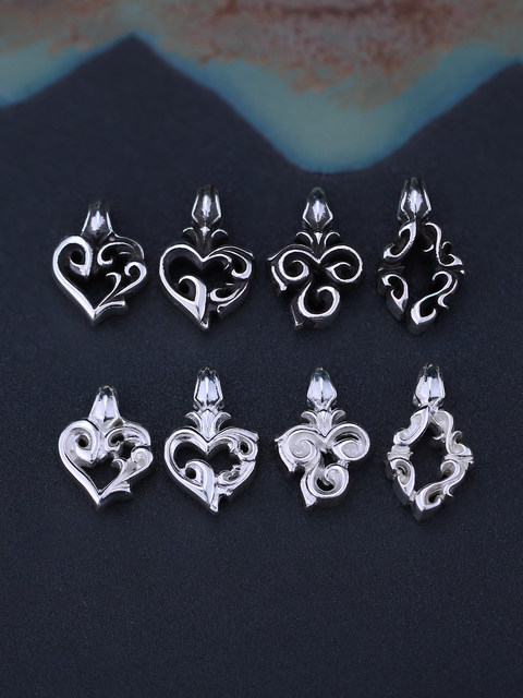 Da Zhuo Deal Design playing card square plum blossom hearts spades separate pendant 925 sterling silver men and women retro