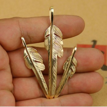 Larry Smith Pure Gold Style Cut Feather Pendant 18K Gold Feather Pendant Men's and Women's Single Pendant