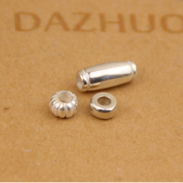 Larry Smith Tube Beads Tube Beads Solid Silver Beads 925 Sterling Silver DIY Necklace Accessories Handmade Silver Jewelry