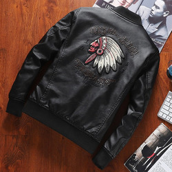 Indian embroidery 2020 autumn and winter PU leather men Korean version of the trend of young handsome leather jacket coat tide brand