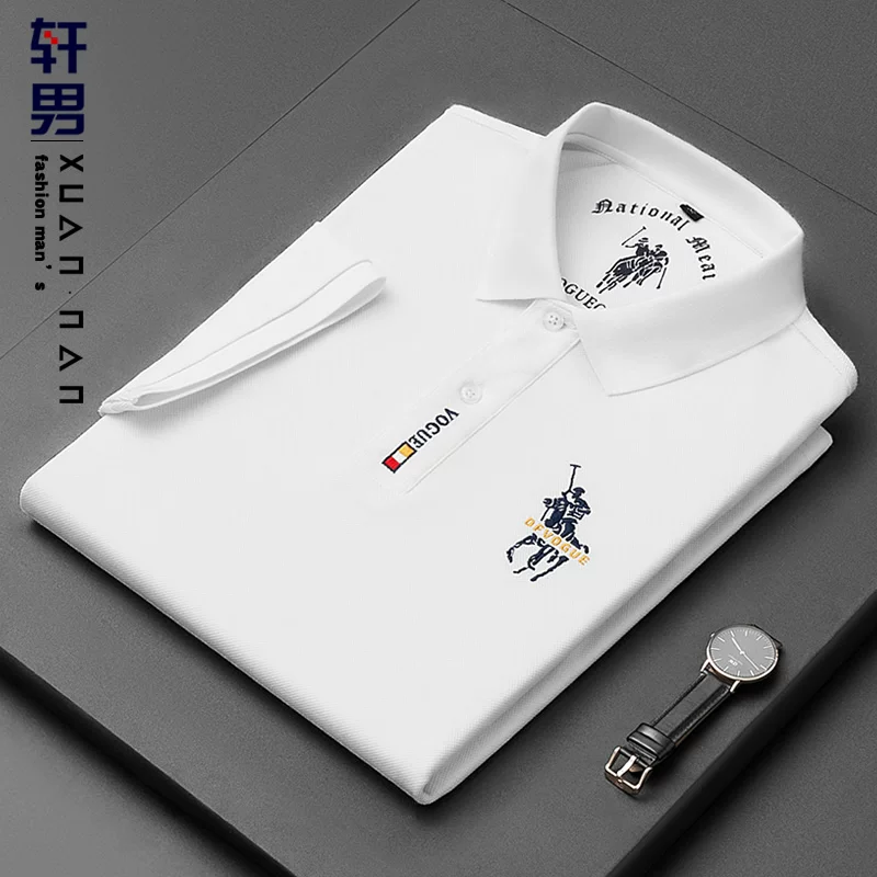 Cotton polo, summer trend T-shirt, with short sleeve, with embroidery, oversize