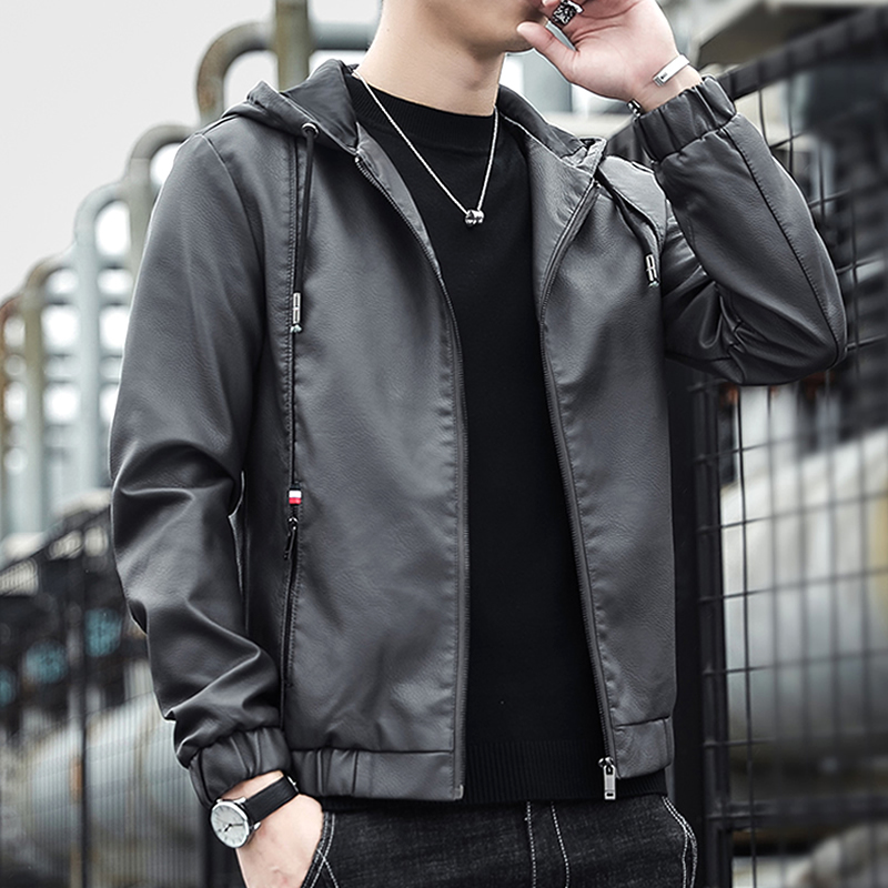 Men's Hooded Leather Jacket, Spring and Autumn Thin Style, 2026 New Faux Leather Jacket, Winter Biker Riding Jacket, Stylish