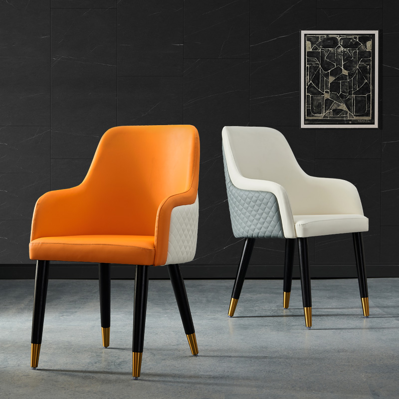 Light luxury dining chair modern minimalist designer coffee shop sample house display center to negotiate leisure high backrest solid wood leather chair