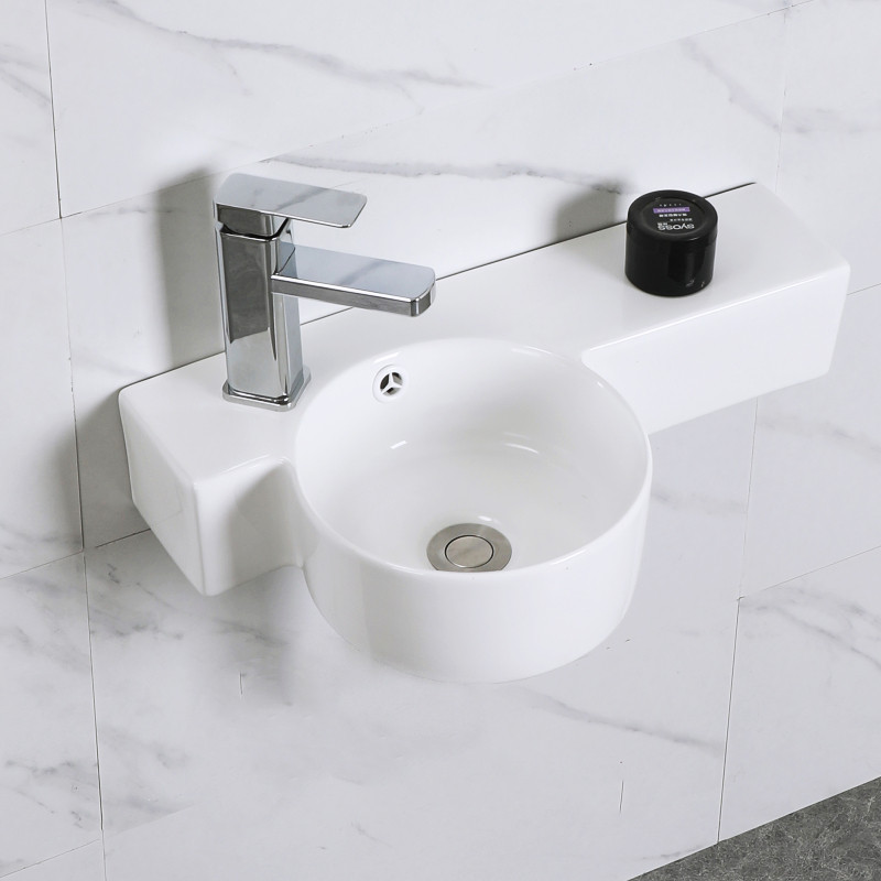 Wall-mounted Washbasin Ceramic Corner Wall-mounted Terrace Basin small family Mini Balcony P-Shaped Dressing Room Washbasin