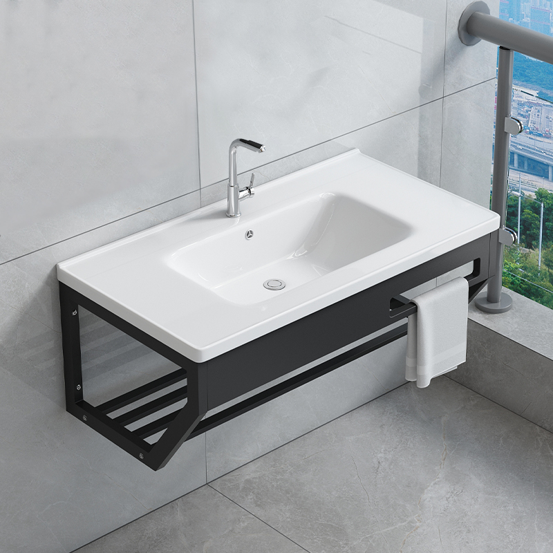 Wall-Mounted Washbasin Bathroom Washbasin Ceramic Integrated Balcony Washbasin Stainless Steel Bracket Thickeneded Waterproof Wall-Mounted Washbasin Bathroom Washbasin Ceramic Integrated Balcony Washbasin Stainless Steel Bracket Thickeneded Waterproof