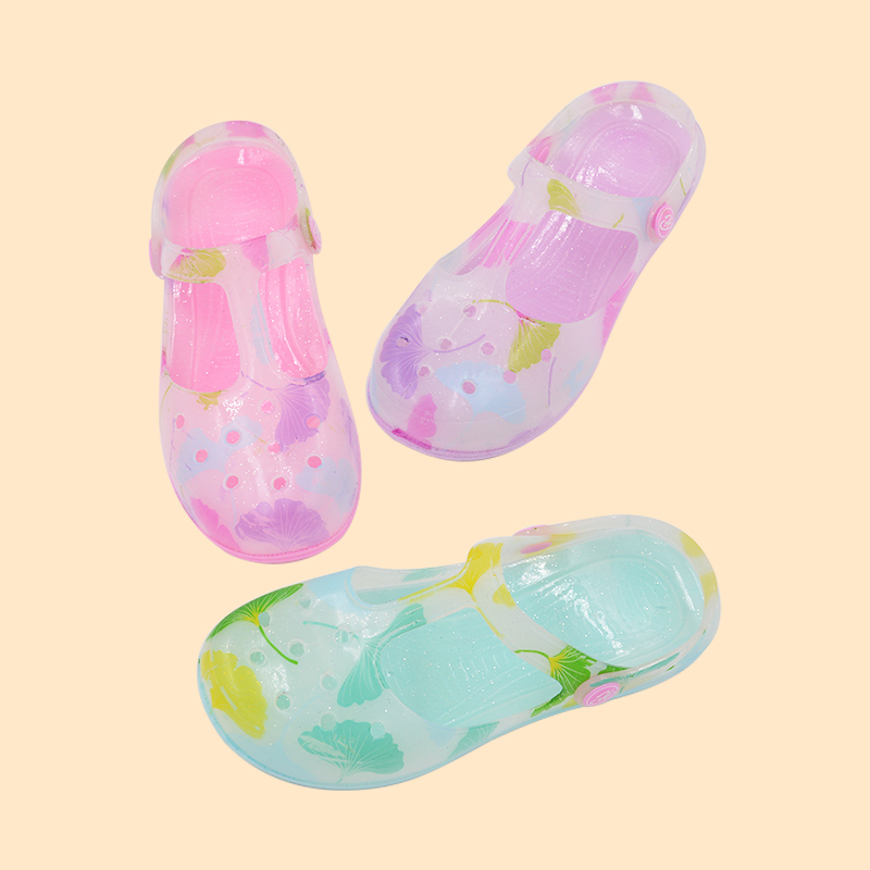 2021 summer new printed student sandals jelly discoloration hole shoes women's shoes beach shoes thick bottom casual sandals