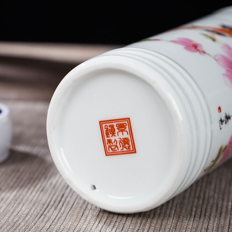Jingdezhen blue and white porcelain cup double ceramic vacuum tank portable office cup with cover gift custom mugs