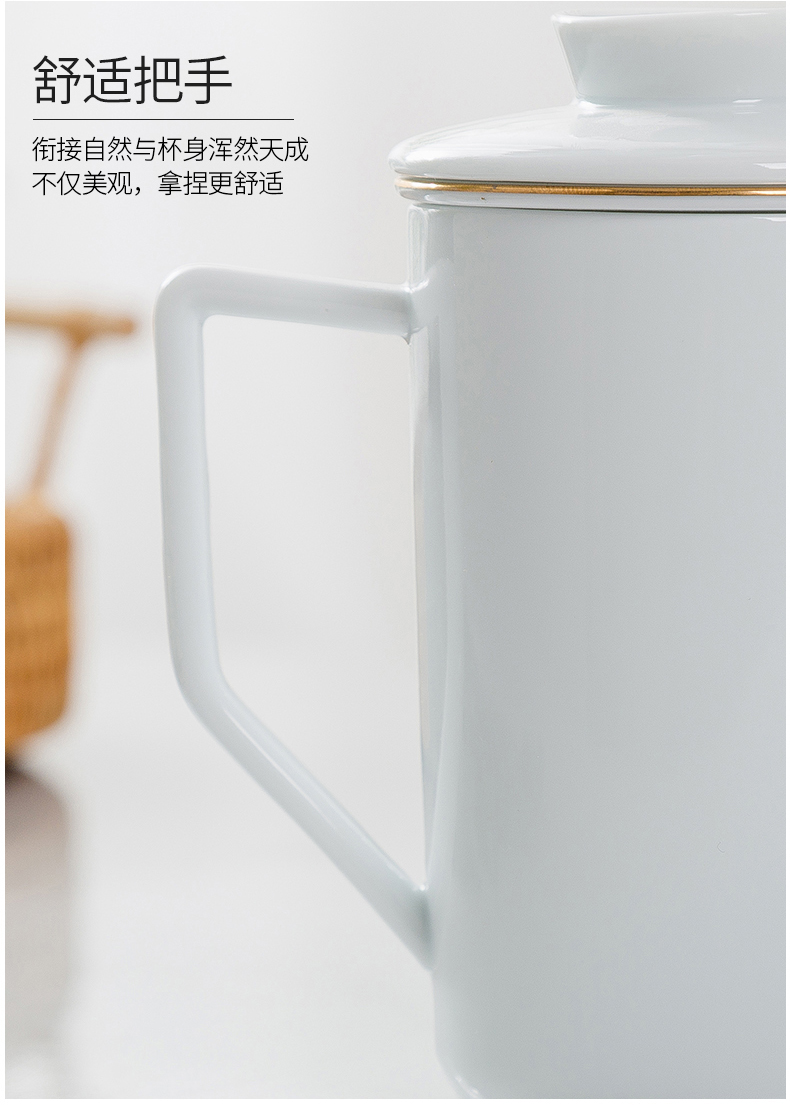 By patterns of jingdezhen ceramic filter cups with cover cup office cup gift cup household can be customized LOGO