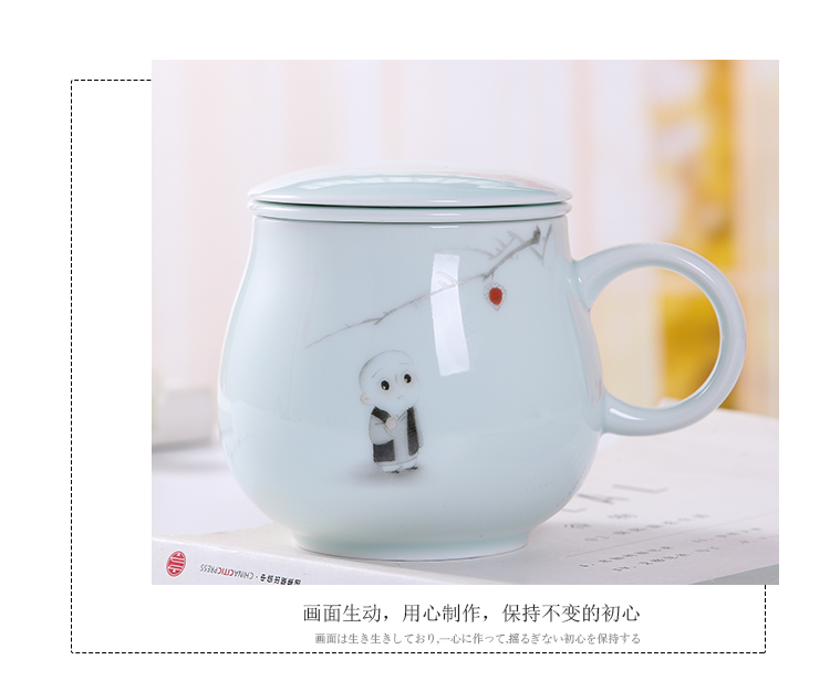 Jingdezhen ceramic cups with cover filter cup home take water cup kung fu tea cup tea cup hand - made of CPU