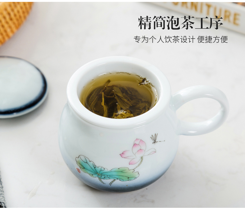 Jingdezhen blue glaze ceramic cup with tea cup insulation office ink glaze with cover glass can be customized