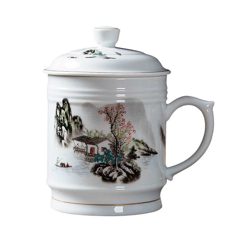 Jingdezhen ceramic cups with cover keller supersize cup home office personal of blue and white porcelain cup