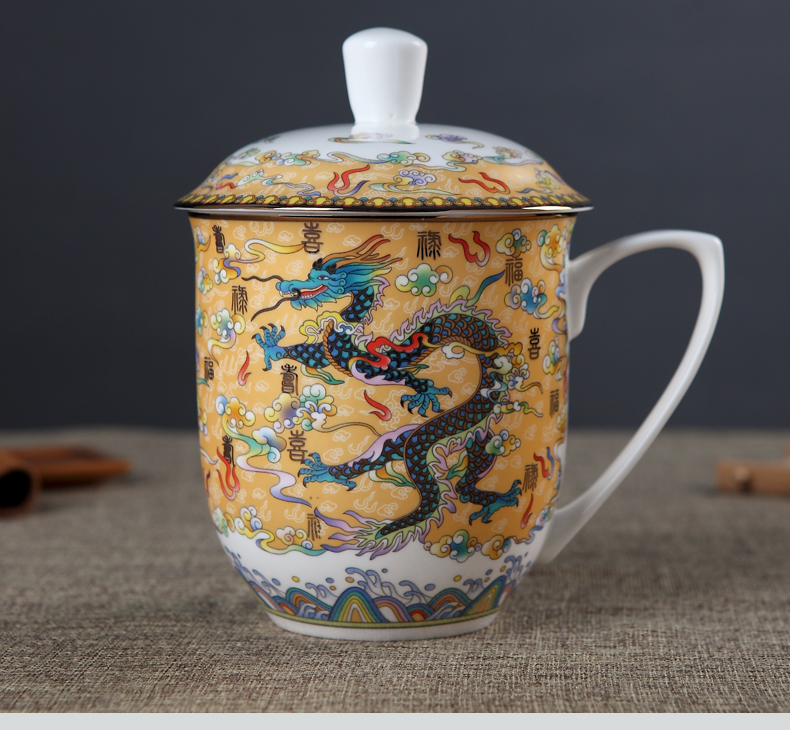 Jingdezhen ceramic cup with cover large capacity extra large ipads China office cup home overlord cup gift cups