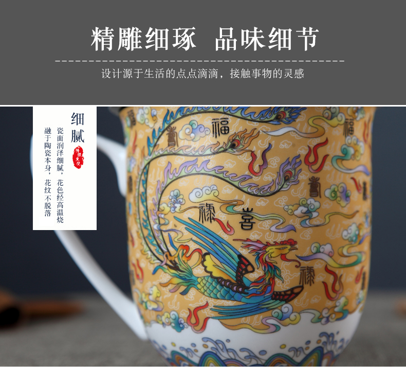 Large capacity office cup Large ipads porcelain cup with cover of jingdezhen blue and white porcelain cup overlord cup 850 ml