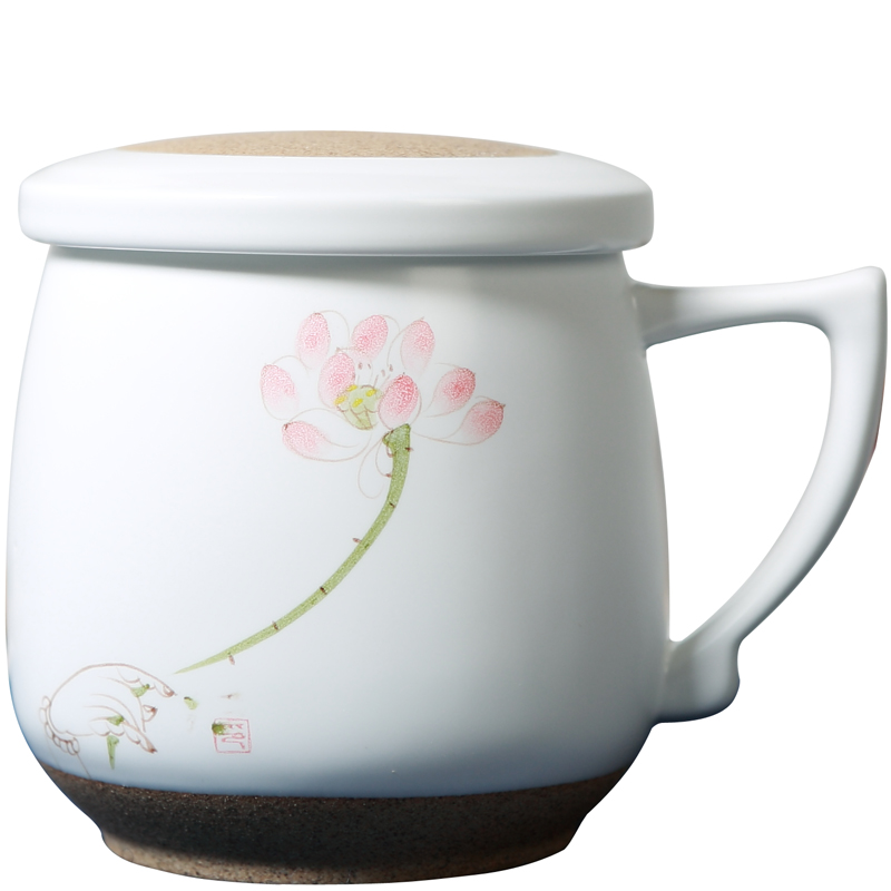 Jingdezhen hand - made ceramic cups with cover filter cup gift office cup mark cup with cover cup personal cup