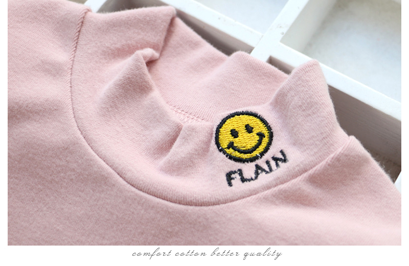Đàn ông và phụ nữ cotton nửa cao cổ áo sơ mi cổ giữa mùa xuân và mùa thu bé nhỏ quần áo trẻ em cổ tròn áo thun dài tay mỏng áo phông bé trai 1 tuổi