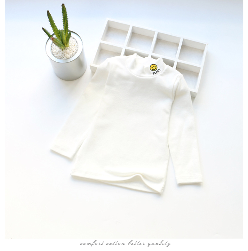 Đàn ông và phụ nữ cotton nửa cao cổ áo sơ mi cổ giữa mùa xuân và mùa thu bé nhỏ quần áo trẻ em cổ tròn áo thun dài tay mỏng áo phông bé trai 1 tuổi