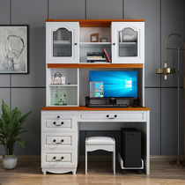 Desk bookshelf combination home student writing desk with bookcase simple European desktop computer dressing table integrated table