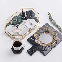 Nordic INS copper bar glass plate jewelry storage plate Western cake dessert plate afternoon tea food tray
