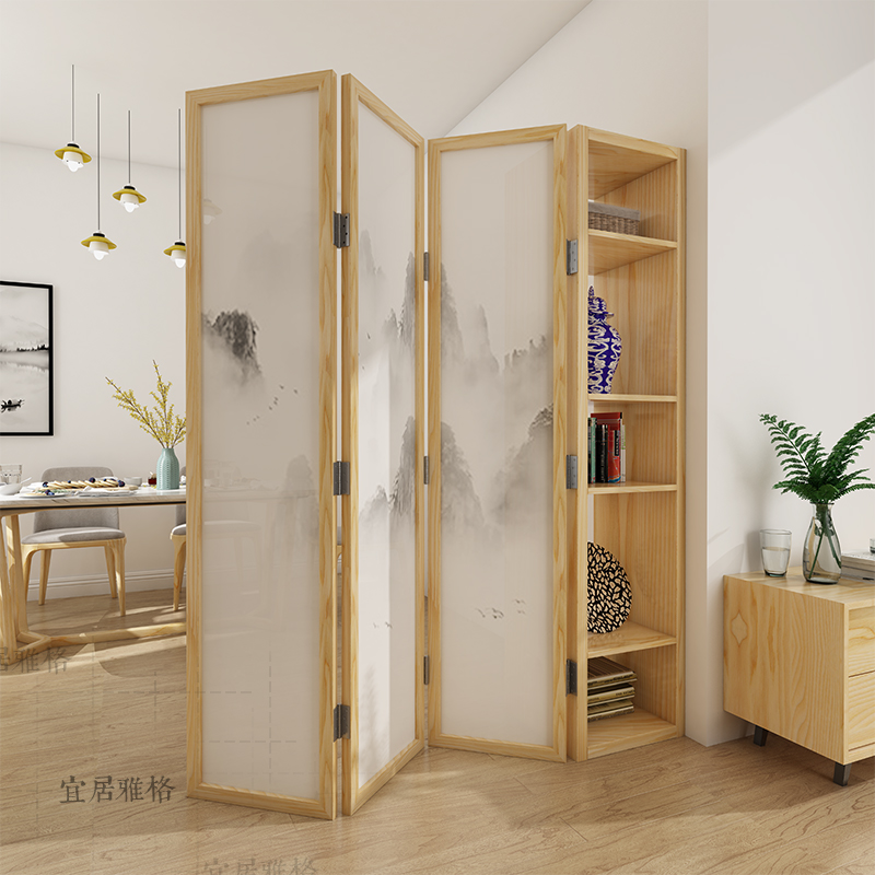 Solid Wood Landscape Screen Partition Living Room Entrance Door Into Door Xuanguan Bedroom Shelter Push-and-pull Storage Light Extravagant Modern Brief