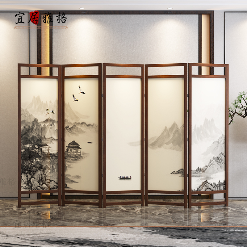 New Chinese Screen partition Living room Folding Mobile Xuanguan Office Hotel Bedroom sheltering Home Custom Hollowed-out