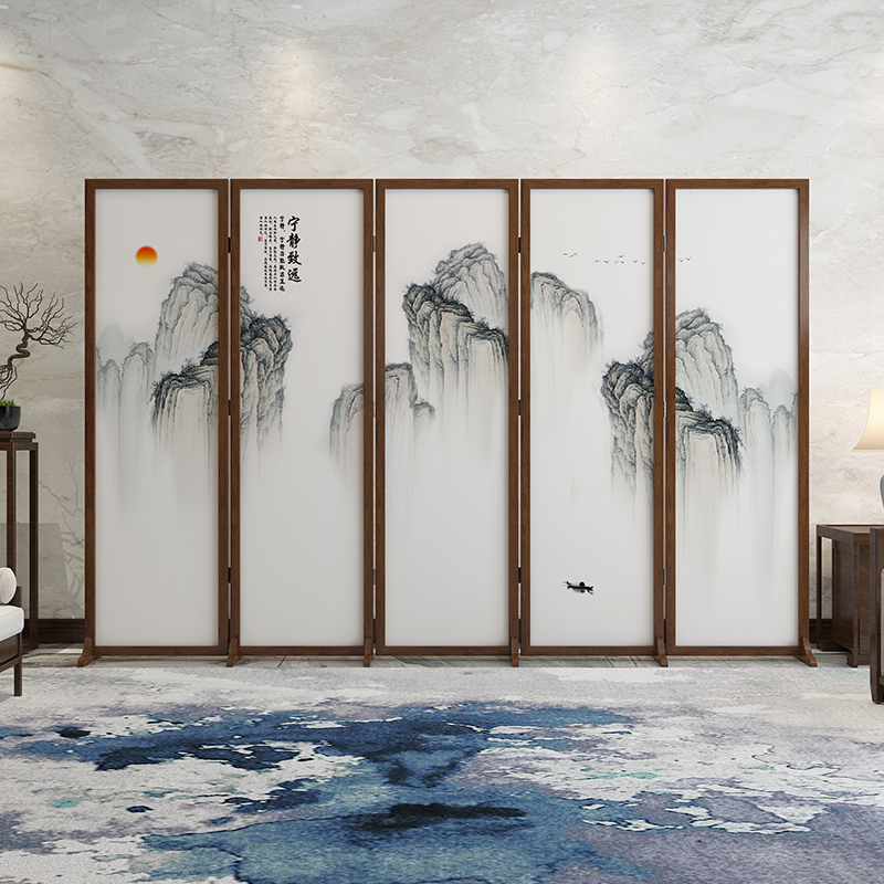 New Chinese Screen partition Living room Modern minimalist Office Hotel Ning Jing Zhiyuan High Mountain movable fold